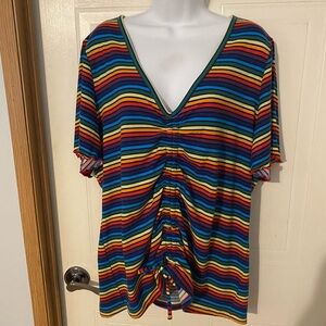 Lane Bryant Classic Flutter-Sleeve V-Neck Tee -
Drawstring Front 18/20